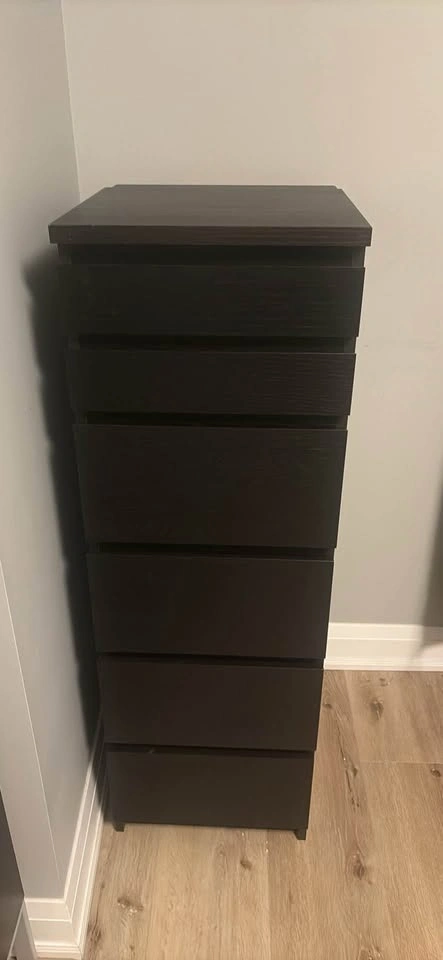 IKEA MALM 6-Drawer Chest with Built-in Mirror - Black-Brown - photo 2