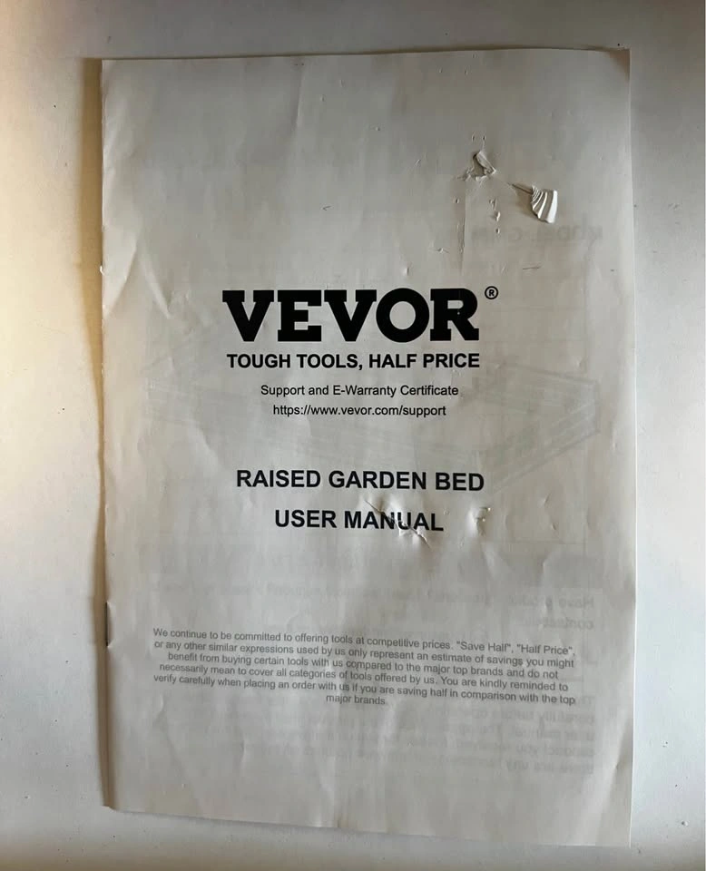 Vevor Garden Bed Base - Missing Pieces - photo 2