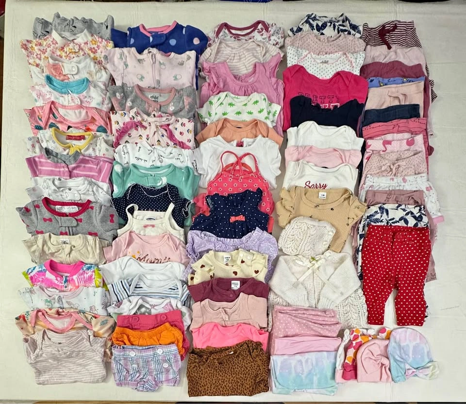 0-3m Girls 74 pcs Clothing Bundle (#5)