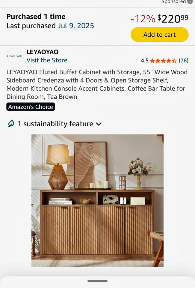Fluted Buffet Cabinet