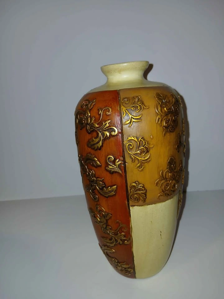 Large Tuscan Embossed Floral Ceramic Vase - photo 2