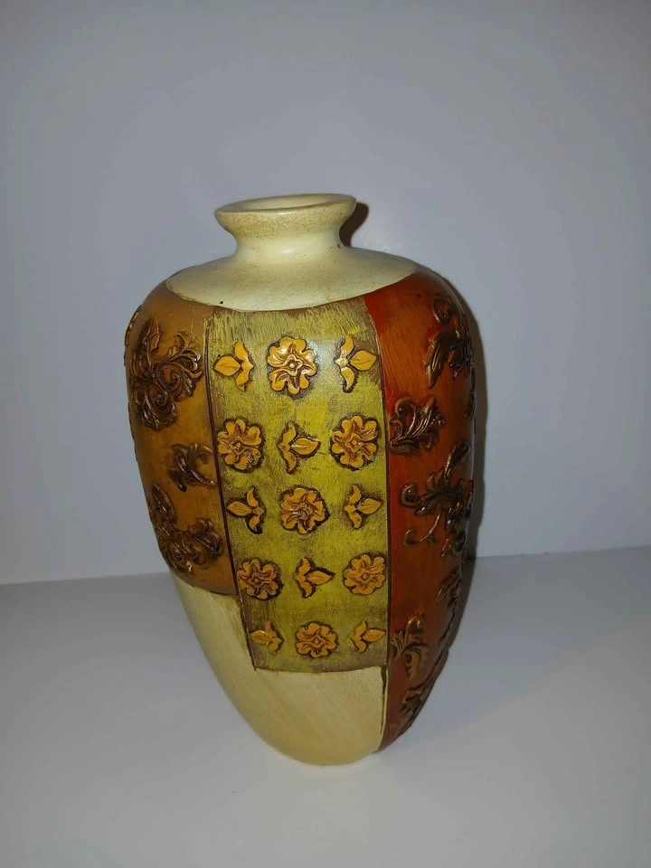 Large Tuscan Embossed Floral Ceramic Vase - photo 3