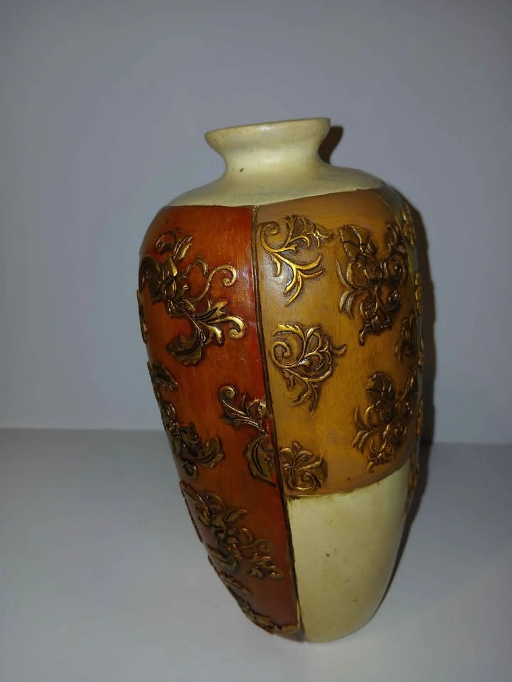 Large Tuscan Embossed Floral Ceramic Vase - photo 4