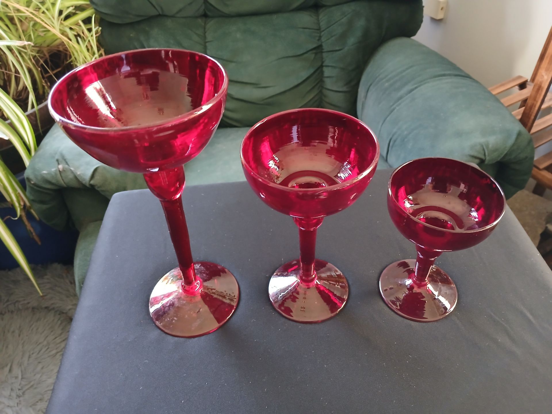 Vintage Ruby Red Glass Candle Holders