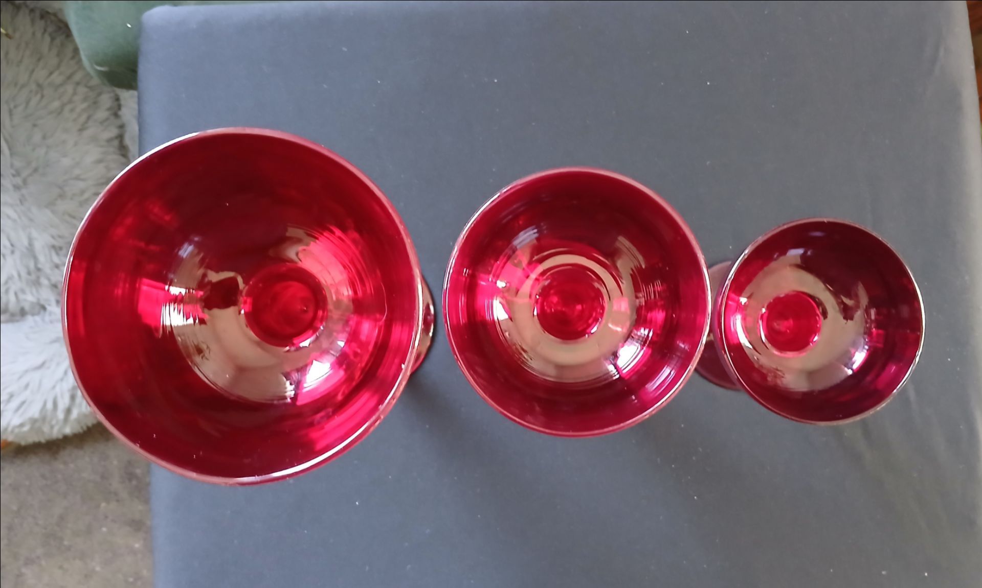 Vintage Ruby Red Glass Candle Holders - photo 2