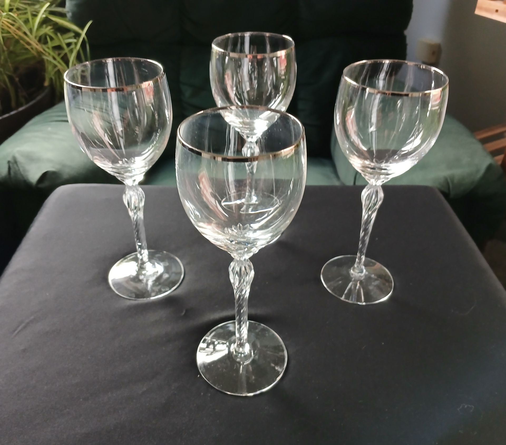 Lenox Madison Crystal Wine Goblets Platinum Trim Set of 4