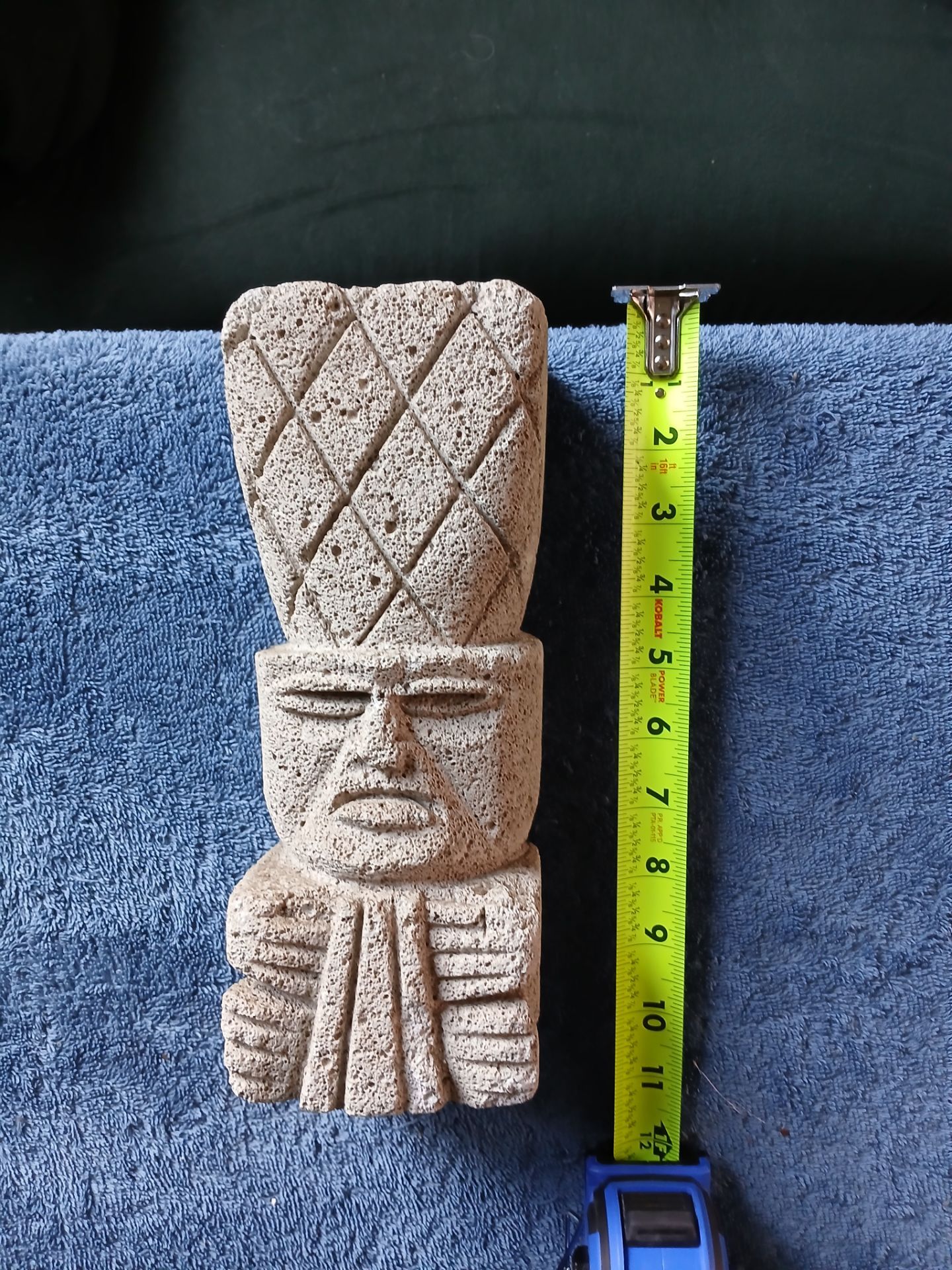 Volcanic Rock Aztec Statue, Made in Mexico - photo 5