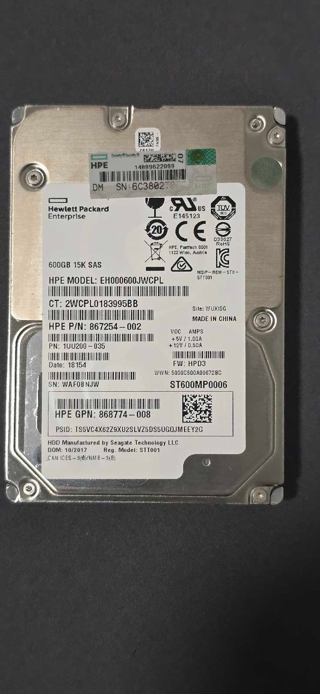 HP 1.8TB 10K SAS 2.5" HDD 781515-001 EG1800JEMDB G8 - photo 2
