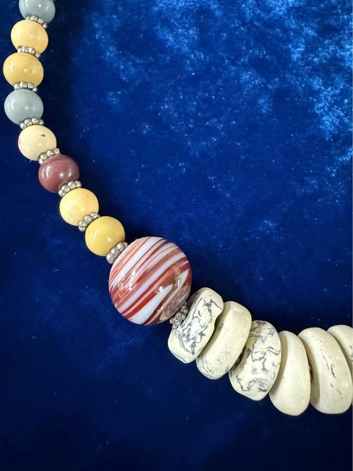 Multi stone and silver choker necklace - photo 2