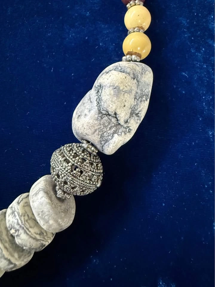 Multi stone and silver choker necklace - photo 3