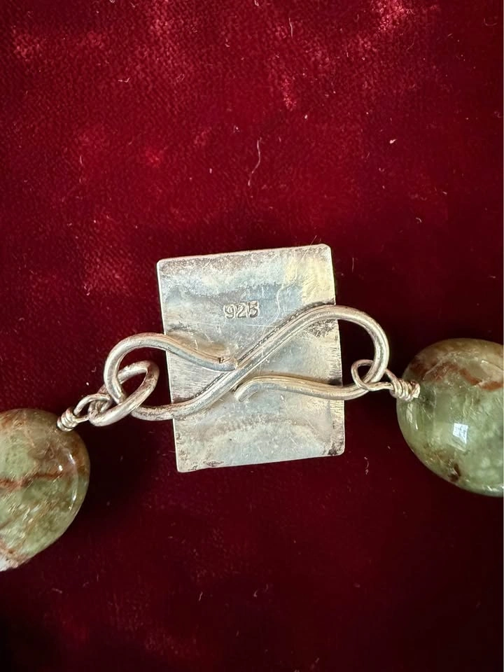 Jasper Stone Choker Necklace with Sterling Silver Clasp and Wire - photo 3