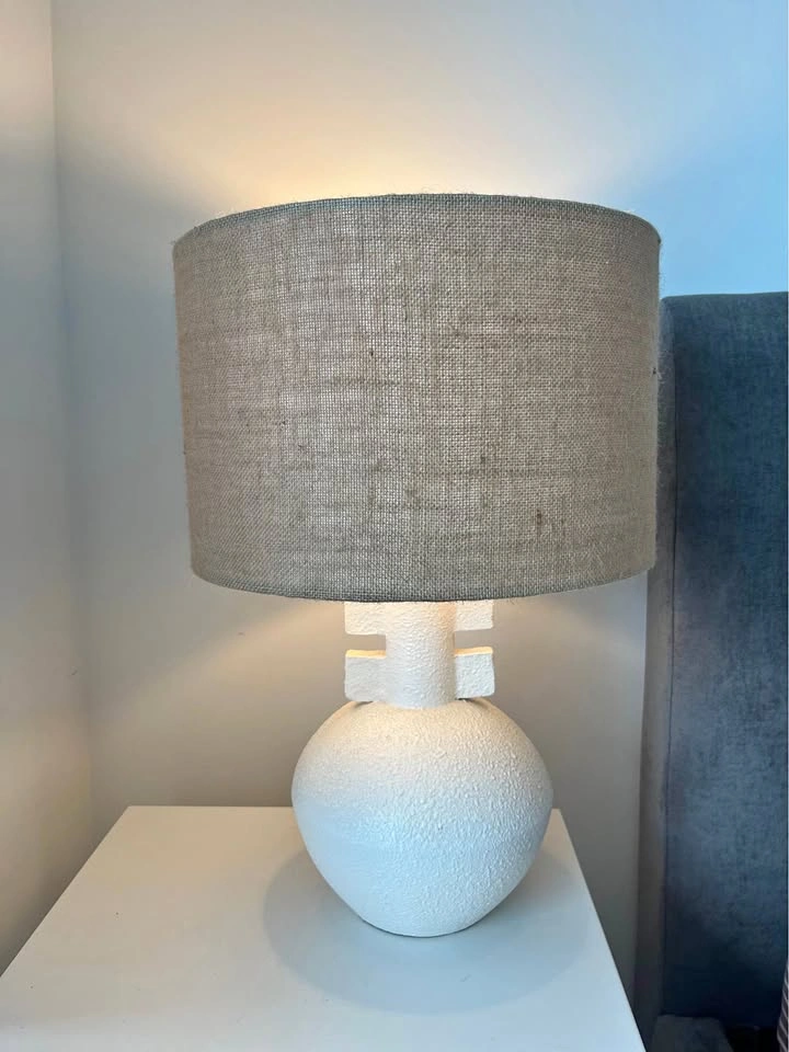 CB2 White Textured Table Lamp