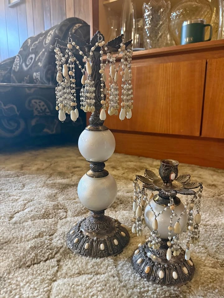 Metal Pearl Candle Holders