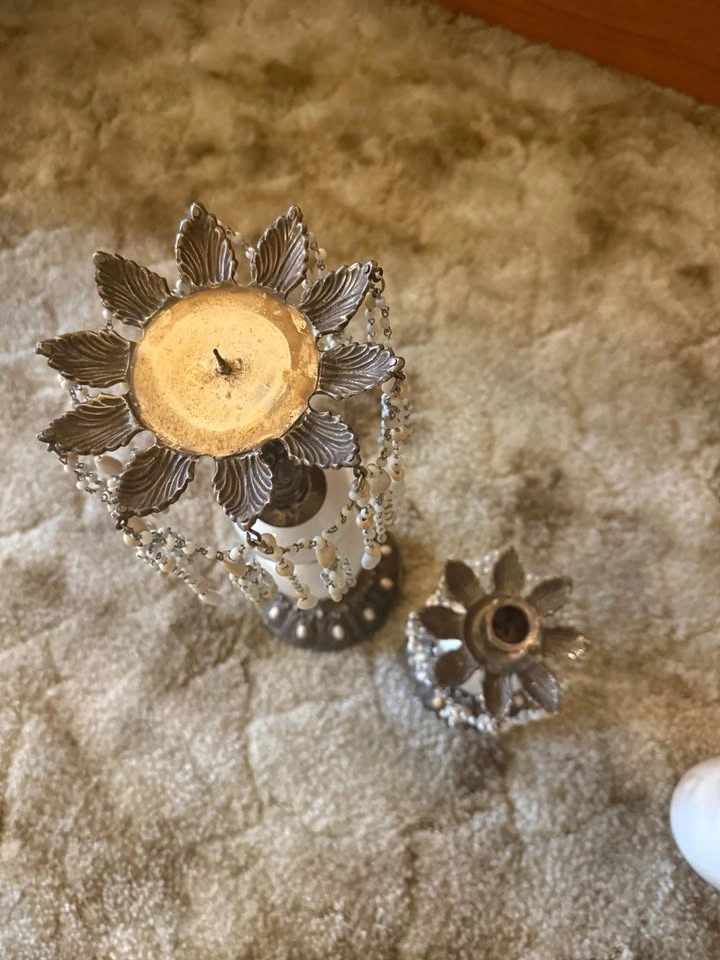 Metal Pearl Candle Holders - photo 2