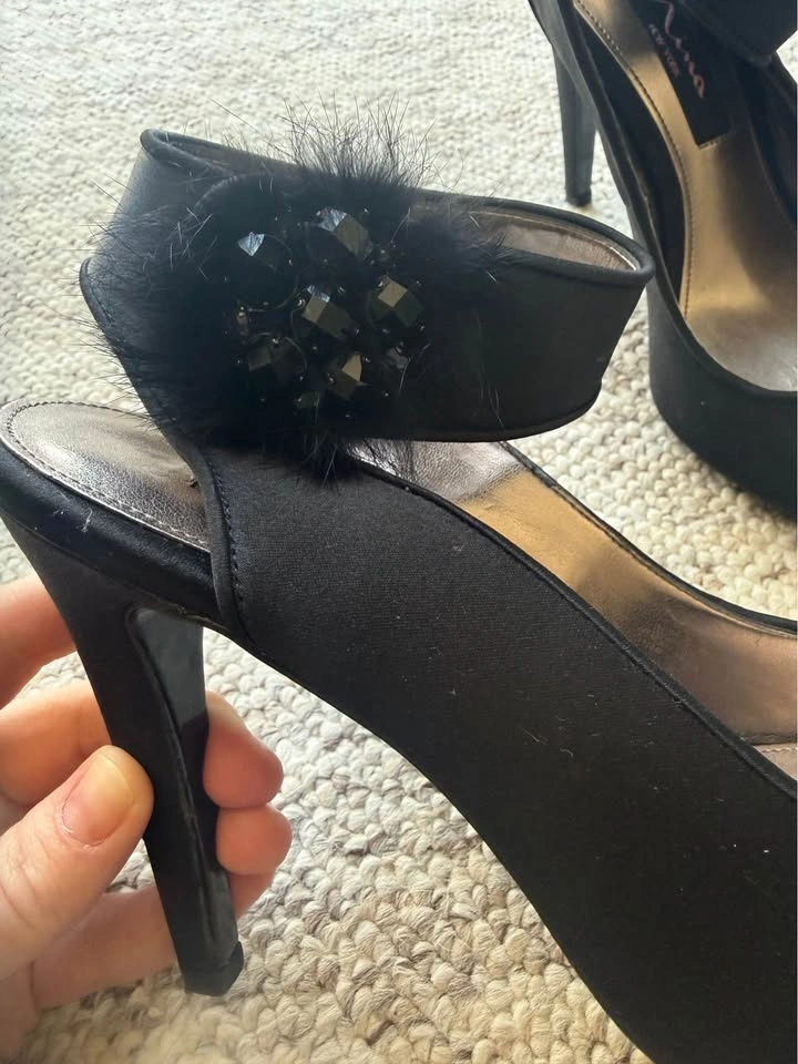 Black Feather Jewel Heels - photo 2