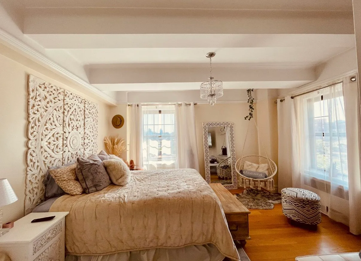 Rustic Tall White Wooden Carved Mirror - photo 2