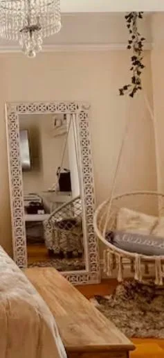 Rustic Tall White Wooden Carved Mirror - photo 3