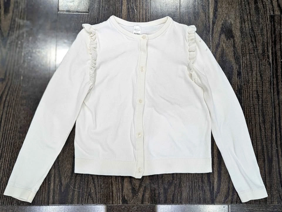 Carter’s Knit Cardigan with Ruffle Detail – Size 14/14A 🤍
