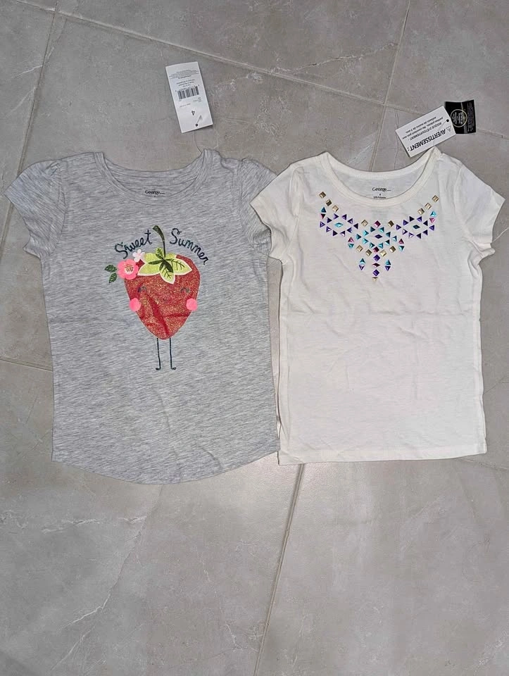 NWT George Girls T-Shirts • 2-Pack • Size 4