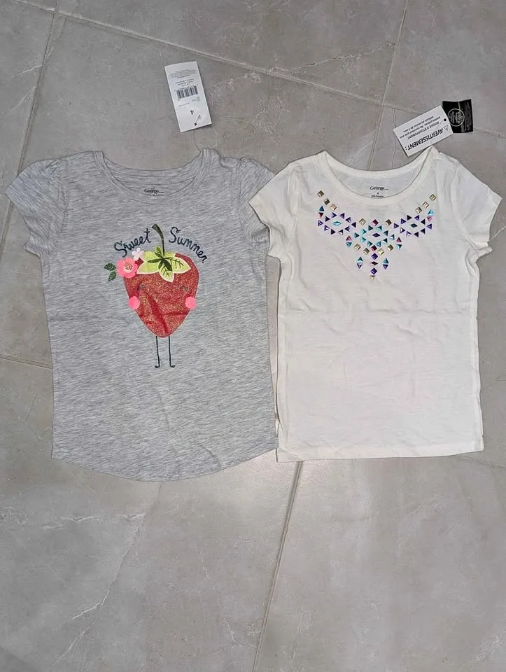 NWT George Girls T-Shirts • 2-Pack • Size 4