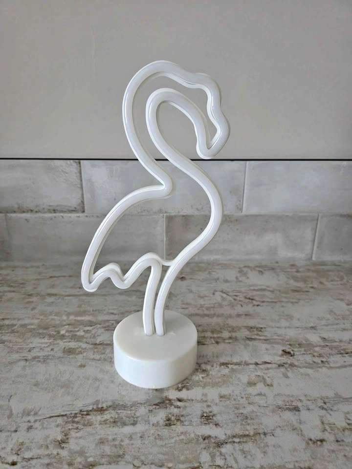 Pink Neon Flamingo LED Light - Tabletop Night Light