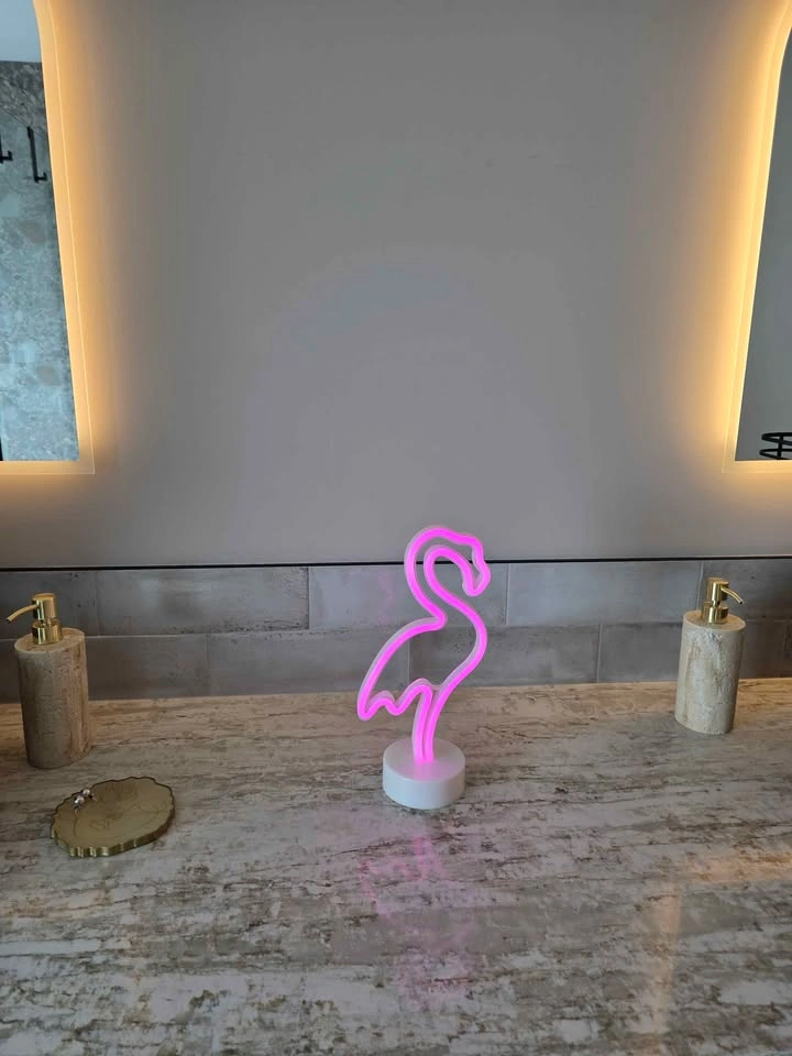 Pink Neon Flamingo LED Light - Tabletop Night Light - photo 2