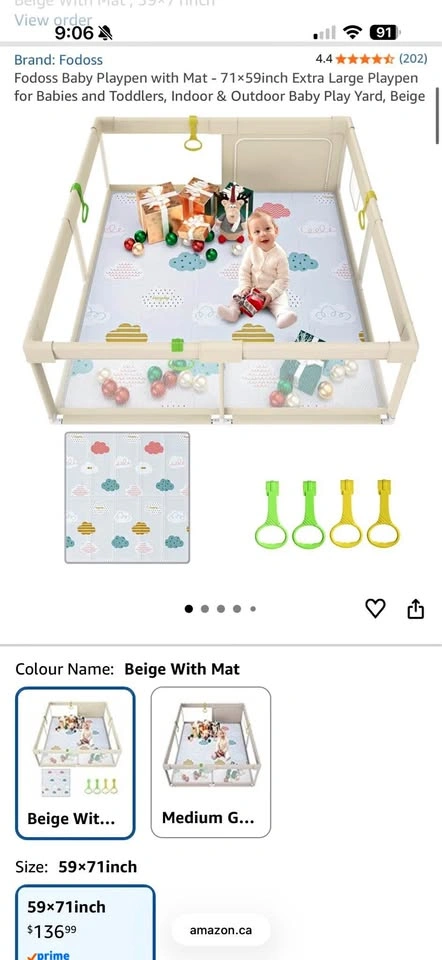 Baby Playpen with Mat – Like New