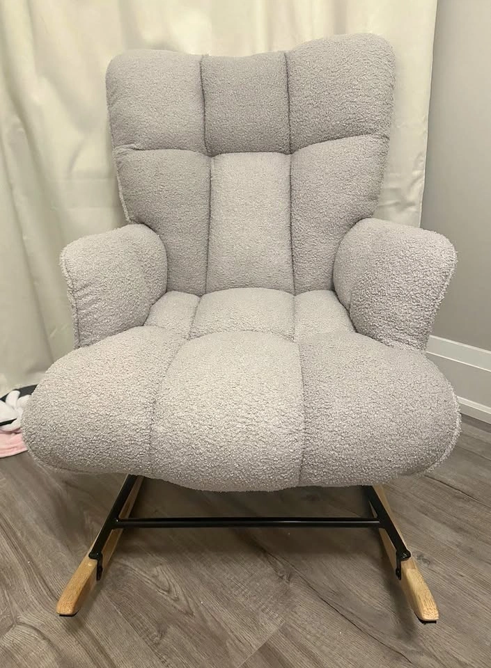 Bouclé Rocking Chair – Nursery / Accent Chair – Excellent Condit