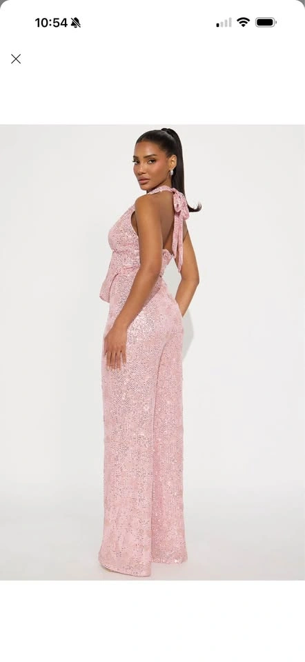Pink Sequin Halter Jumpsuit - photo 4