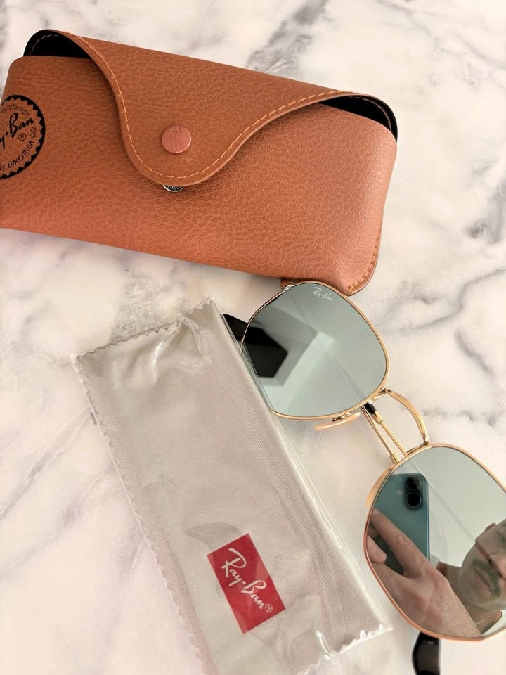 Ray-Ban RB 3548-N Hexagonal Gold Mirrored Sunglasses