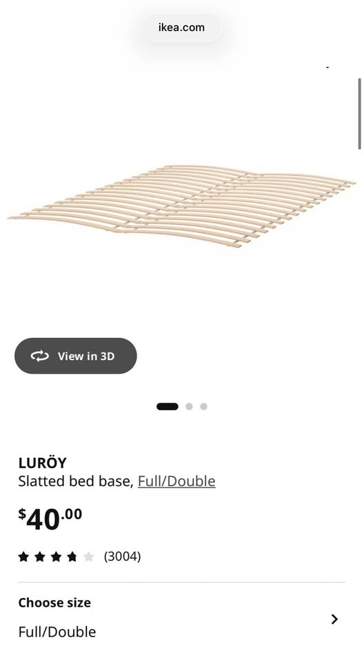 IKEA Bed Frame with Slatted Base - Full/Queen - photo 3