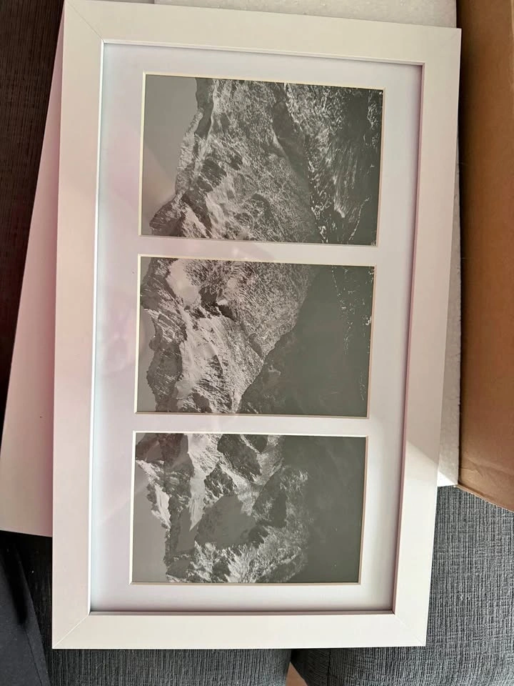 White 8" x 14" Picture Frame with Mat For 3 4" x 6" Pictures - N