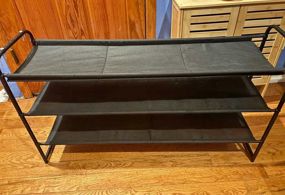 Modern 3-Tier Black Shoe Shelf – Like New