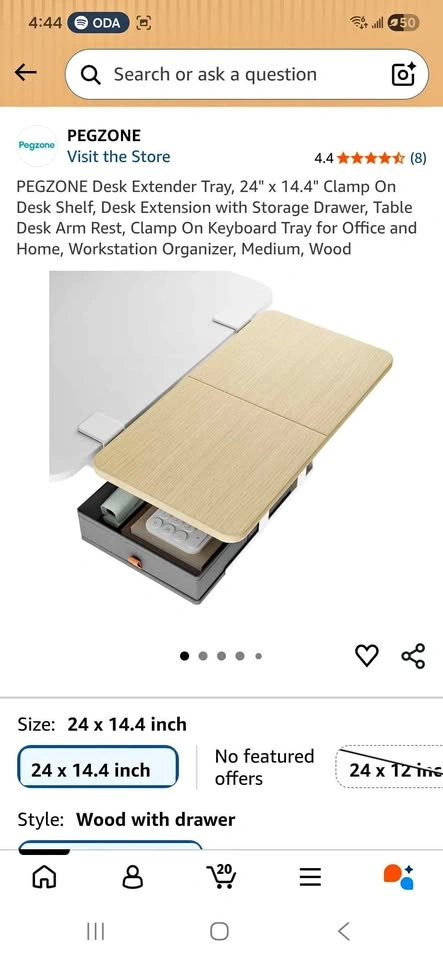 PEGZONE Desk Extender Tray, 24" x 14.4"