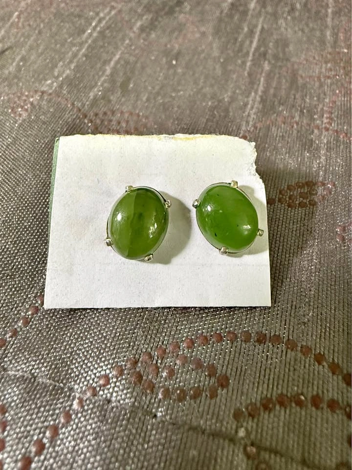Jade & Sterling Silver Stud Earrings