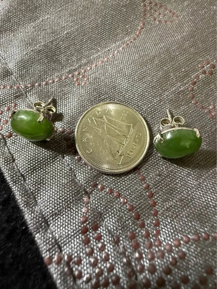 Jade & Sterling Silver Stud Earrings - photo 4