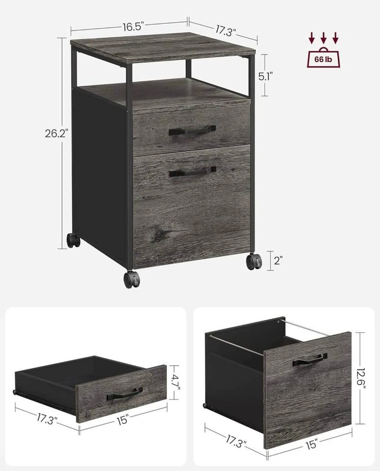 VASAGLE Mobile File Cabinet - 2 Drawers + Shelf - UOFC071B04 - B - photo 4