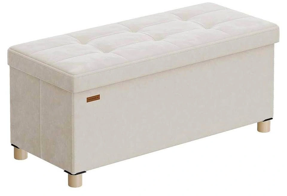 SONGMICS Storage Ottoman Bench – Cappuccino Beige | 77L Storage