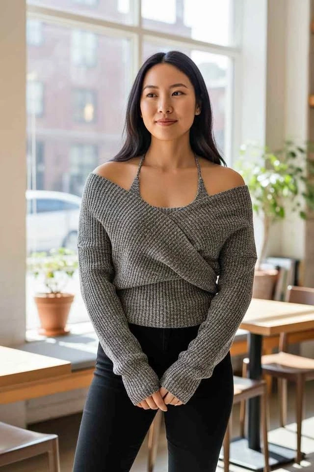 Commense NWT Halter Wrap Knit Sweater
