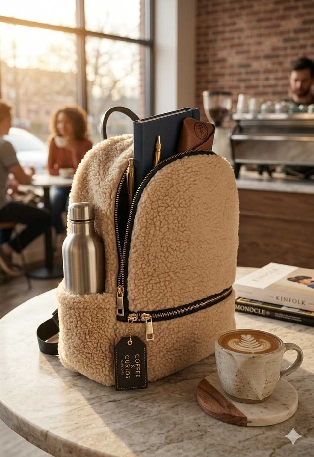 Luxury Sherpa Mini Backpack - Trendy Faux Fur Borg Daypack for W