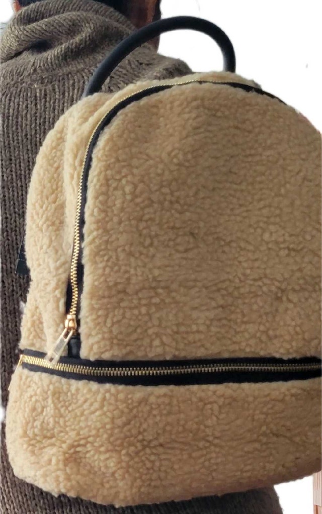 Luxury Sherpa Mini Backpack - Trendy Faux Fur Borg Daypack for W - photo 4