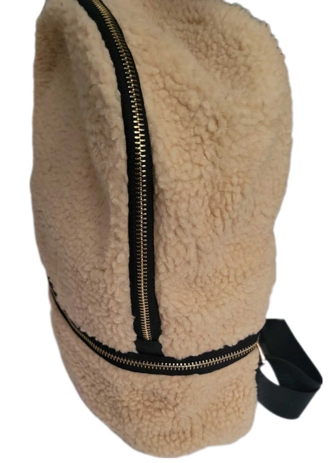 Luxury Sherpa Mini Backpack - Trendy Faux Fur Borg Daypack for W - photo 5