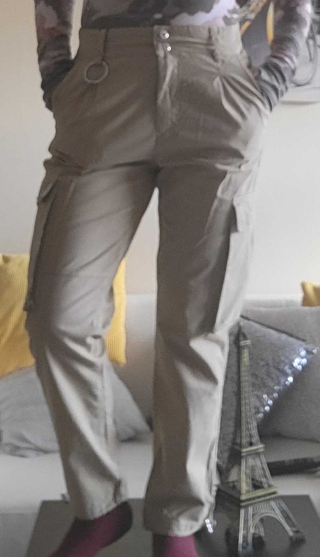 Women's Lightweight Linen Cargo Trousers - Blue Notes Size S/P - photo 2