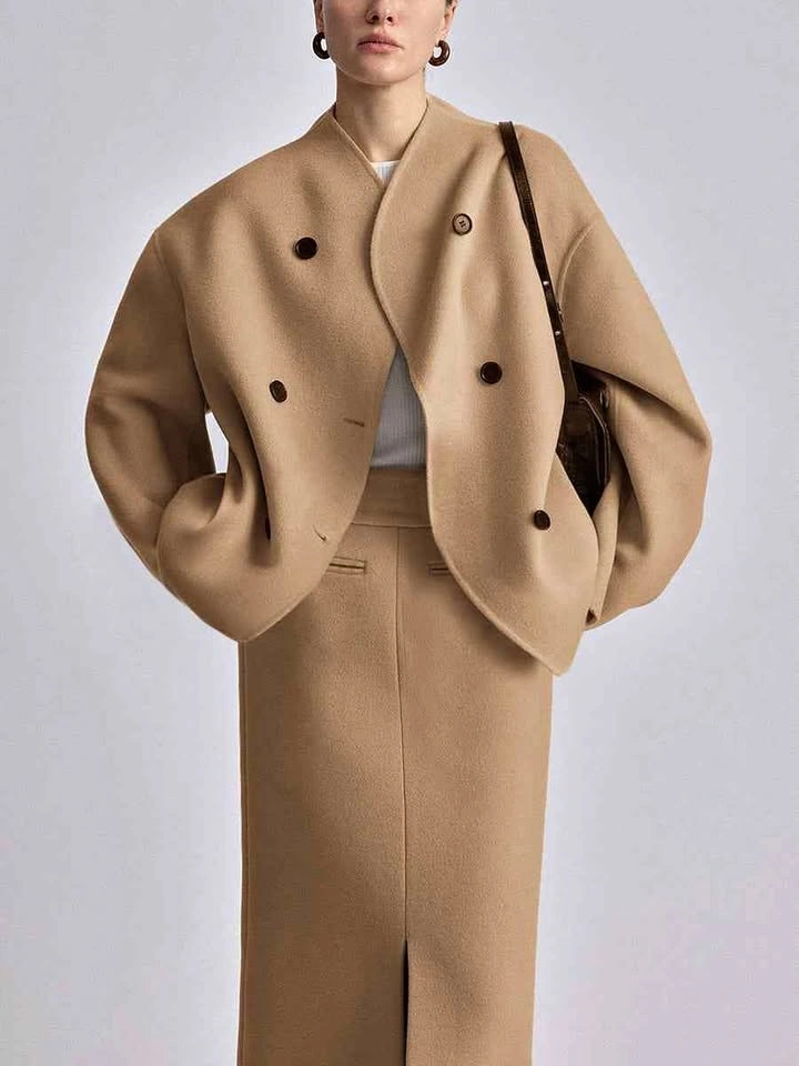 Commense NWT XL Double Breasted Coat in Tan