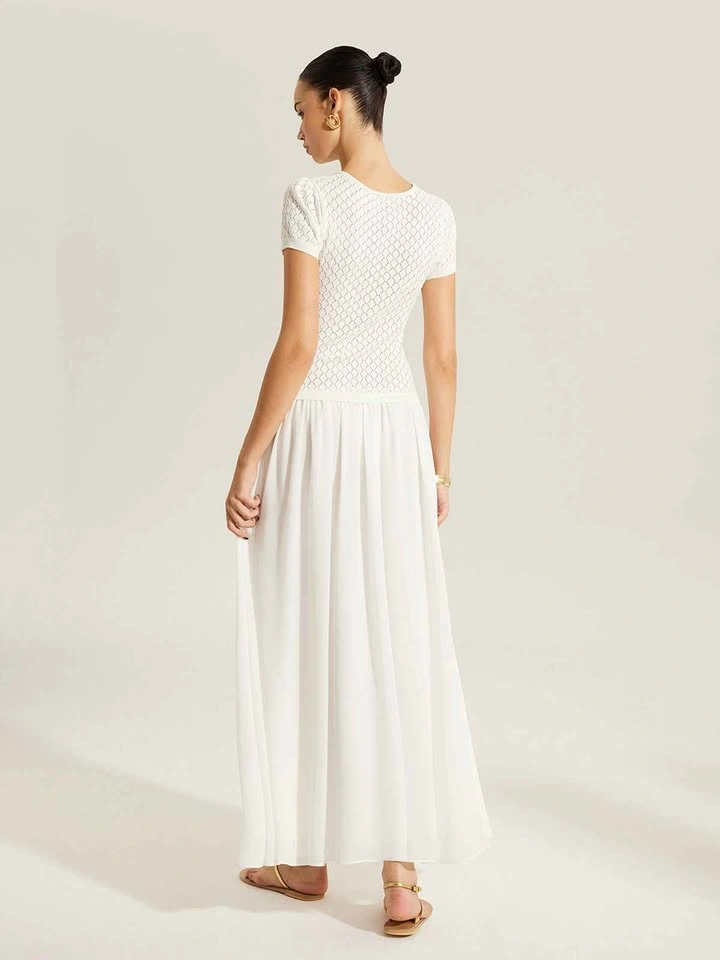 Commense NWT MEDIUM White Sheer Panel Knit Maxi Dress - photo 2