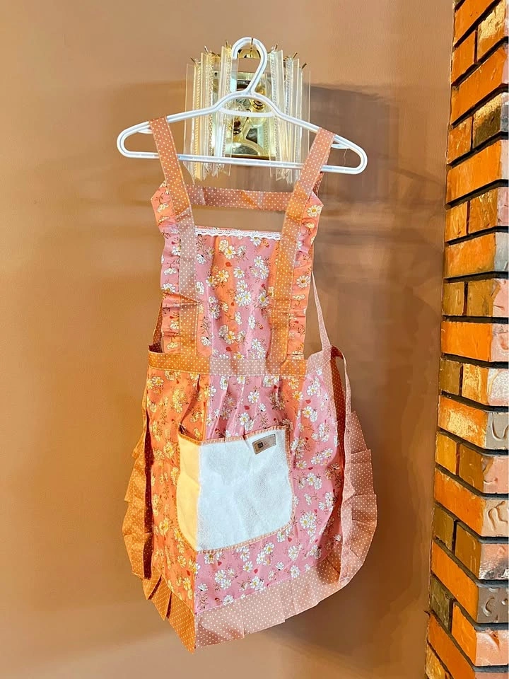 Pink Floral Ruffled Apron