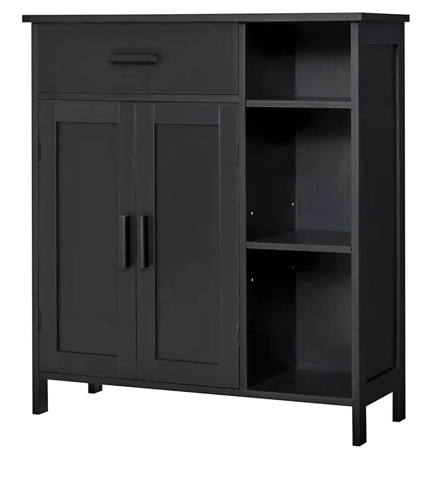 Black Storage Cabinet w Drawer & Shelves