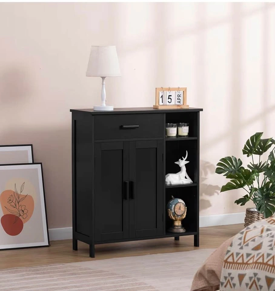Black Storage Cabinet w Drawer & Shelves - photo 2