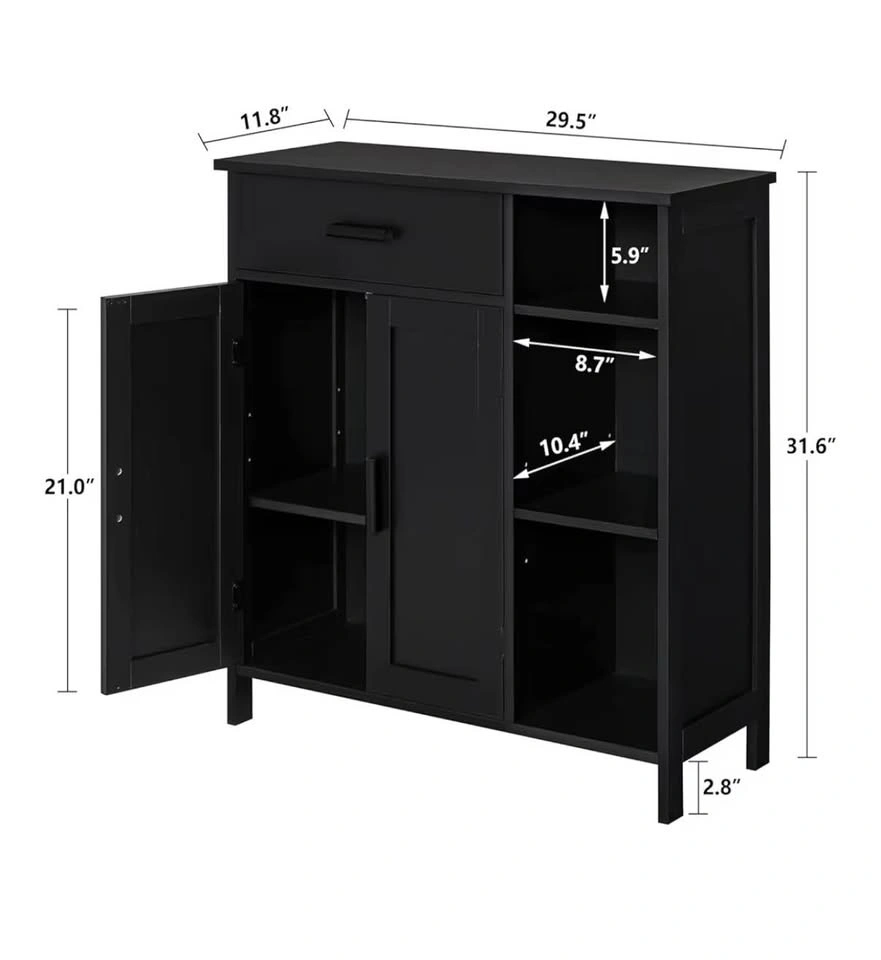 Black Storage Cabinet w Drawer & Shelves - photo 3