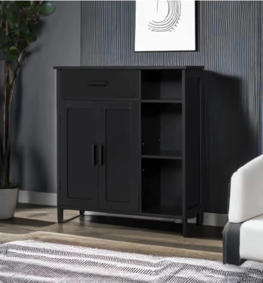 Black Storage Cabinet w Drawer & Shelves - photo 4